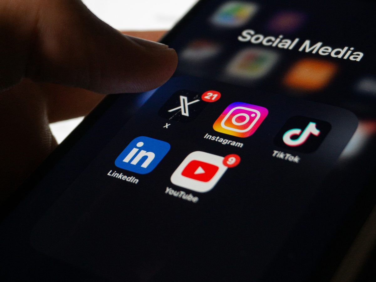 Phone open to a social media app